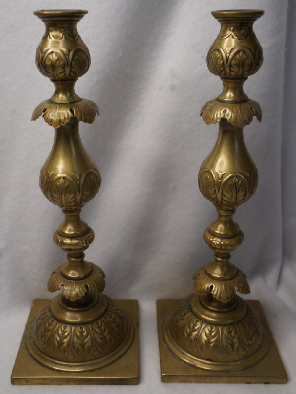 Antique Fraget N Plaque Candlesticks Russian/Polish Judaica 1899 Marked eagle